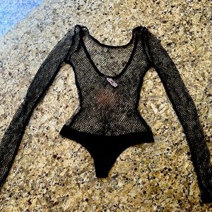 Victoria's Secret Black Mesh Bodysuit